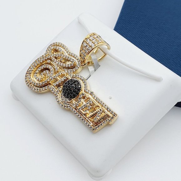 "14K Gold Plated Cubic Zircon Pendant, EVBRS544 - Picture 6 of 11